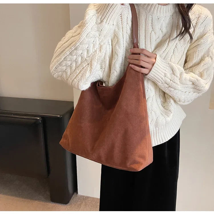 Vegan Suede Shoulder Bag - Girls Just Wanna Shop