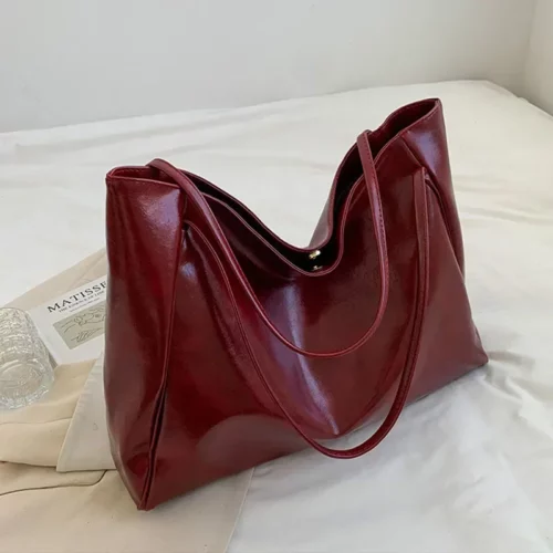 Retro Vegan Leather Shopper Bag